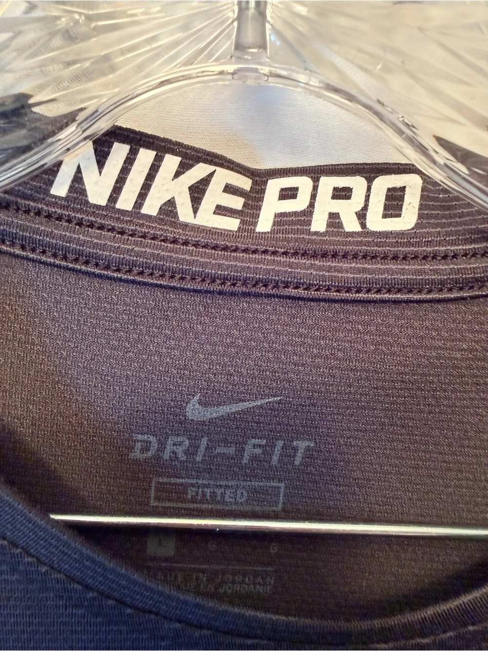 Nike Pro Men’s Large Dri-Fit Athletic T-Shirt Black Short Sleeve Mini Stripe